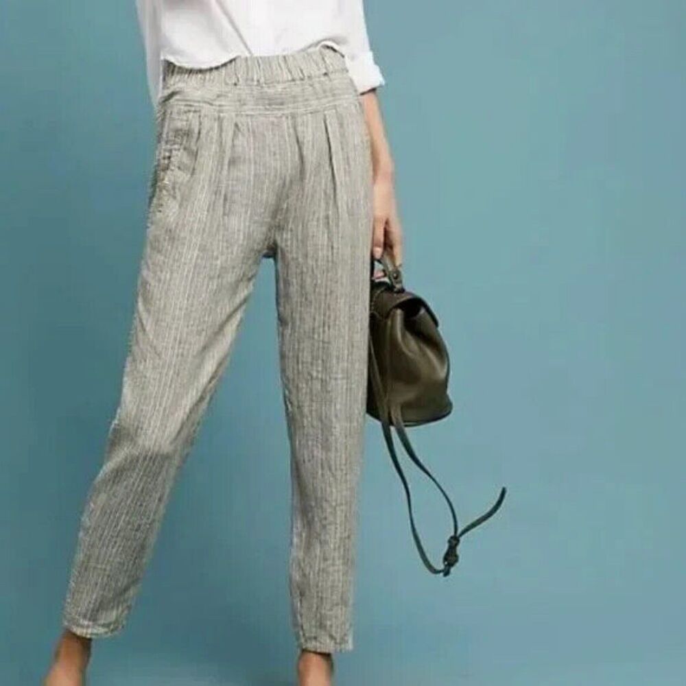 Anthropologie Light Gray Textured Pants
